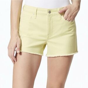 NWT FRAYED Jeans High Rise Denim Shorts Size 2 Yellow Evening Primrose Raw Hem